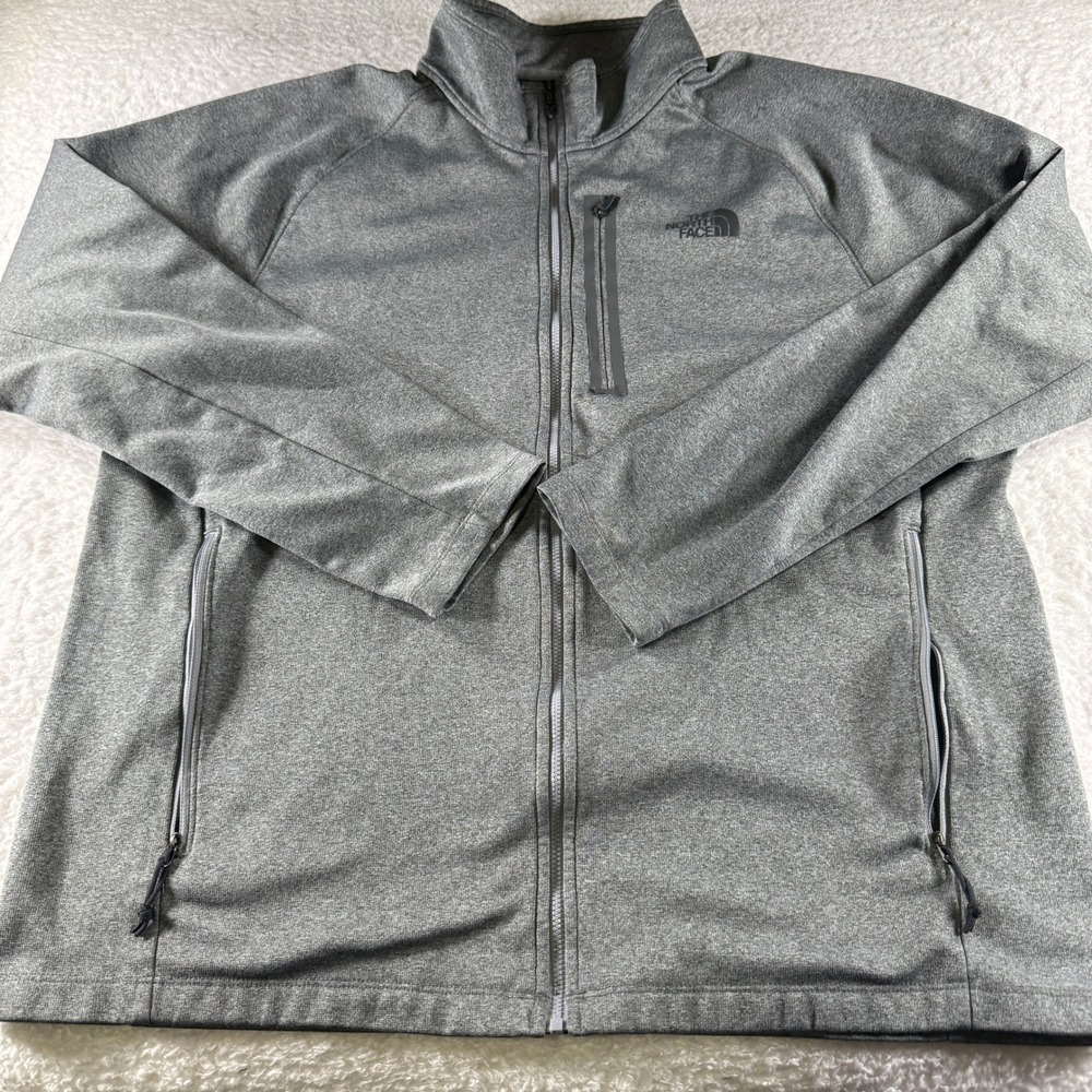 The North Face Men's XXL 2XL Full Zip Sweatshirt Light Gray Pocket Grey Clean